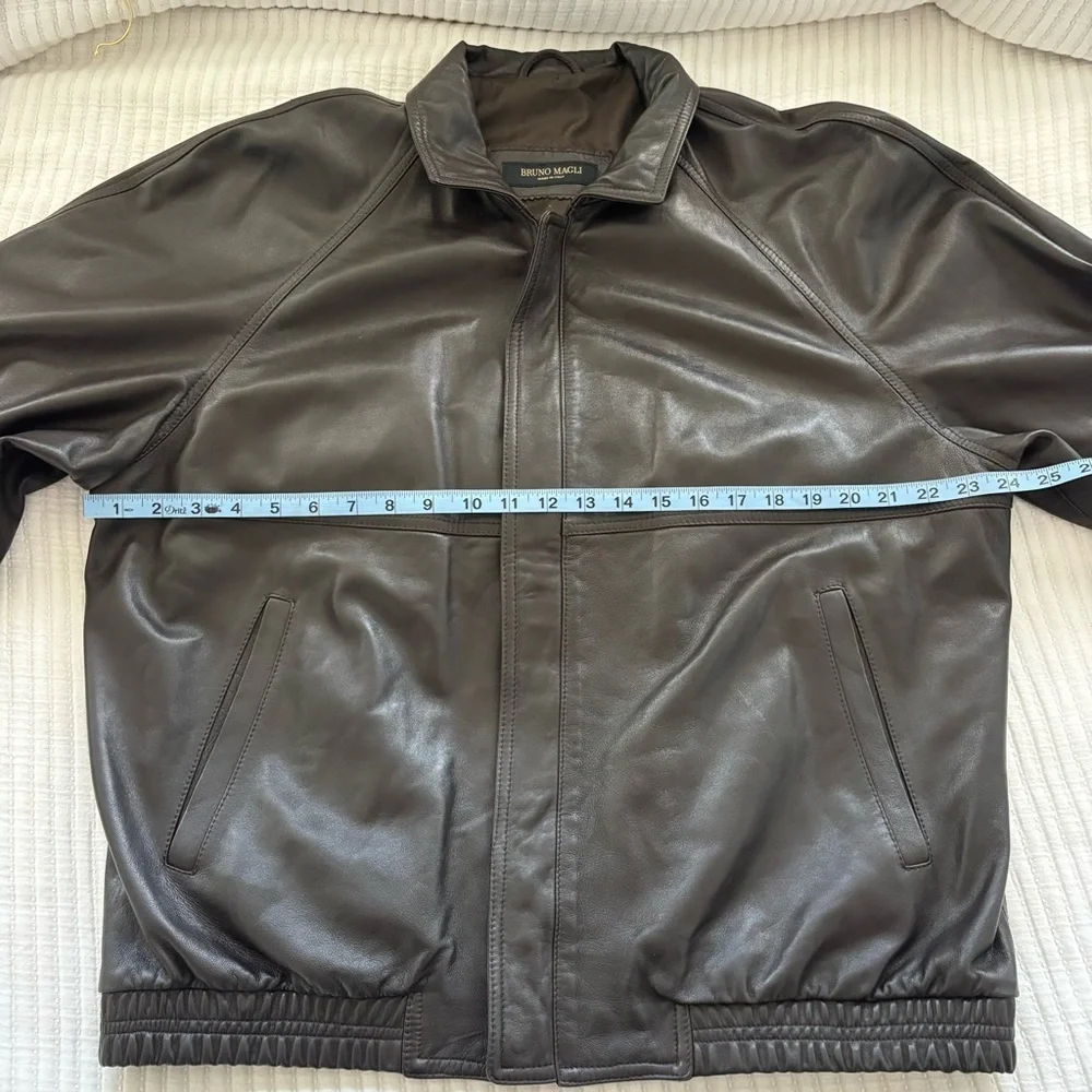 Bruno Magli Italian Brown Soft 100% Leather Made in Italy Jacket Size 42 Lined